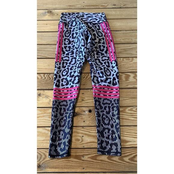 Kirios Cheetah Print Leggings Size Small Women’s Black Pink - Picture 2 of 9